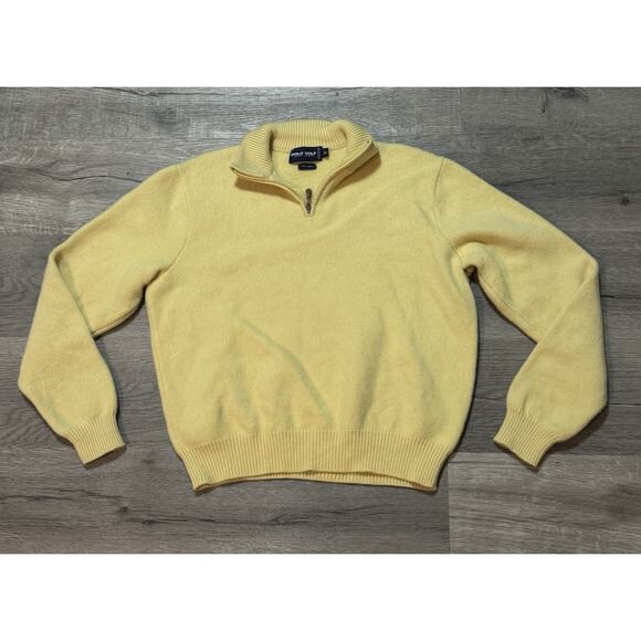 Polo Golf Ralph Lauren Women’s 100% Wool 1/4 Zip Sweater XL Yellow Pullover - Picture 1 of 5